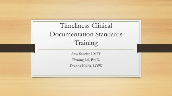 Timeliness Clinical Documentation Standards Training