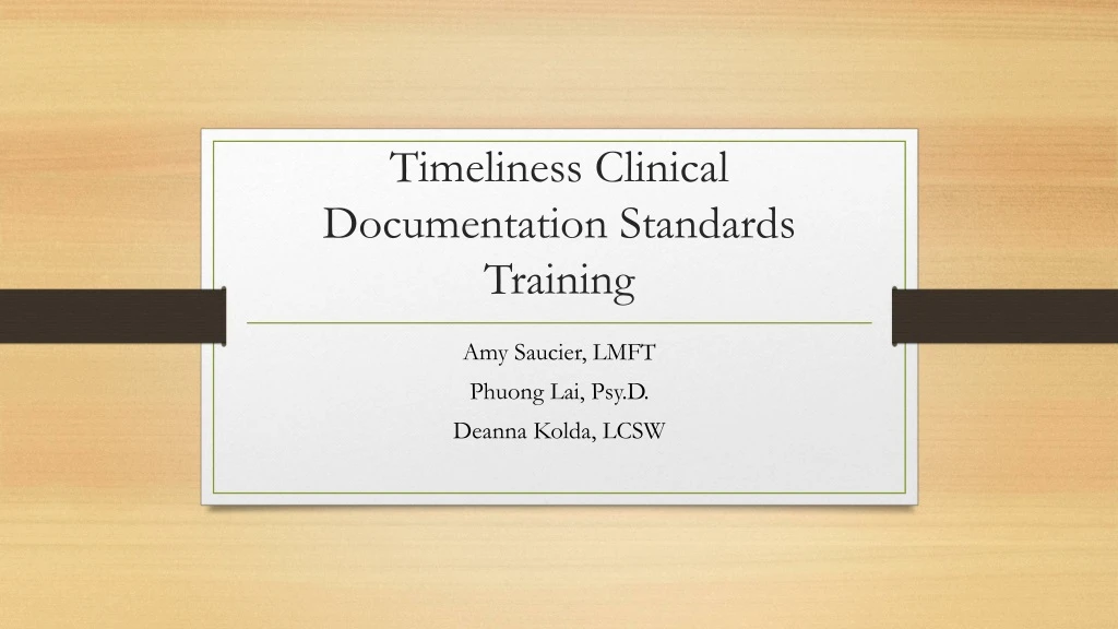 timeliness clinical documentation standards training