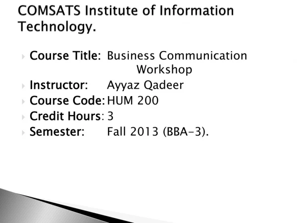 COMSATS Institute of Information Technology.