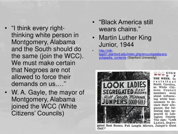“Black America still wears chains.” Martin Luther King Junior, 1944