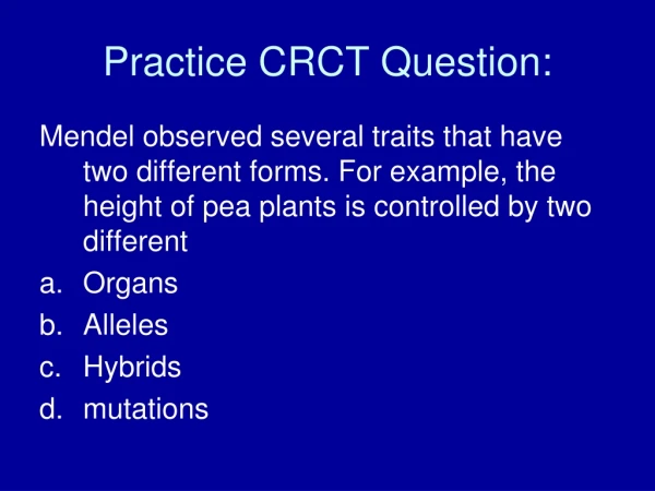 Practice CRCT Question:
