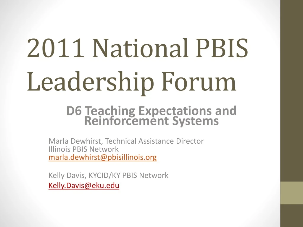 2011 national pbis leadership forum