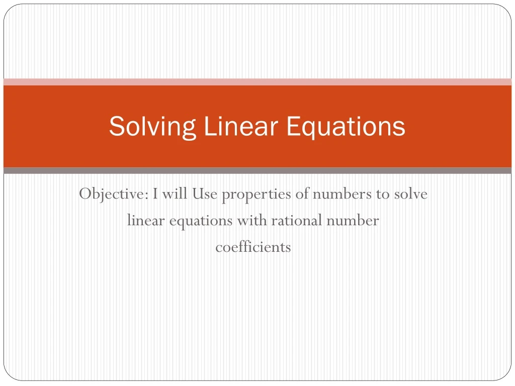 solving linear equations