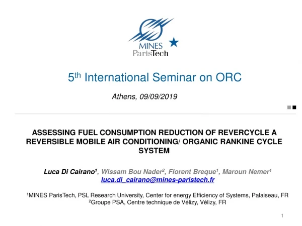 5 th International Seminar on ORC