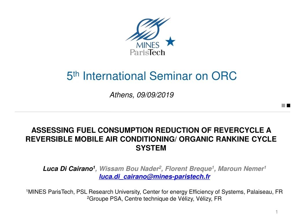 5 th international seminar on orc