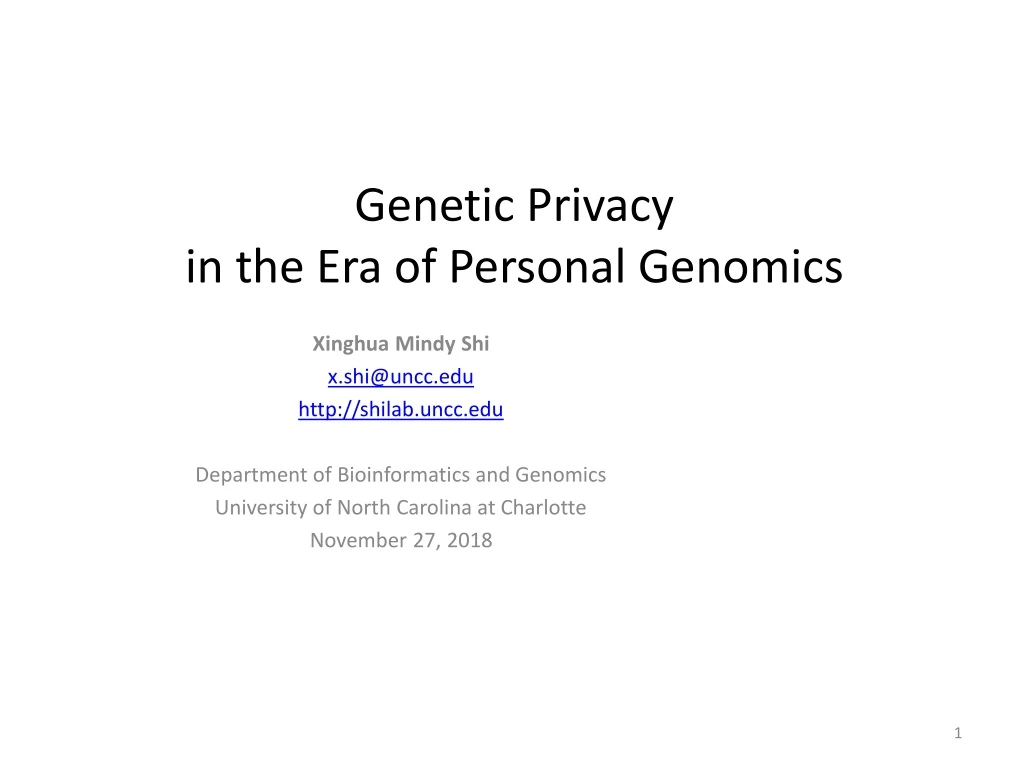 genetic privacy in the era of personal genomics