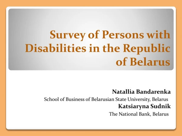 Survey of Persons with Disabilities in the Republic of Belarus