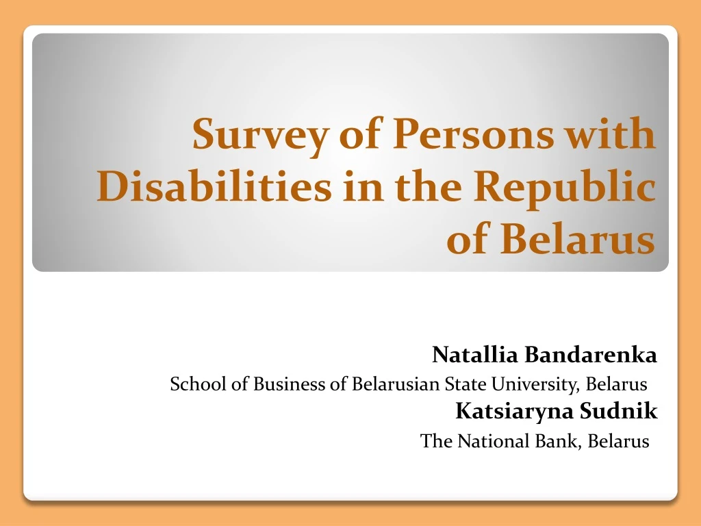 survey of persons with disabilities in the republic of belarus