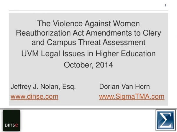 The Violence Against Women Reauthorization Act Amendments to Clery and Campus Threat Assessment