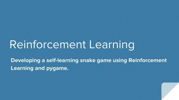 Reinforcement Learning