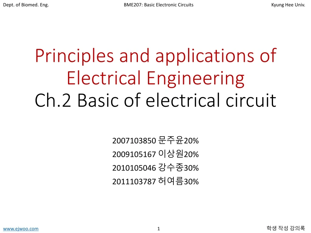principles and applications of electrical engineering ch 2 basic of electrical circuit