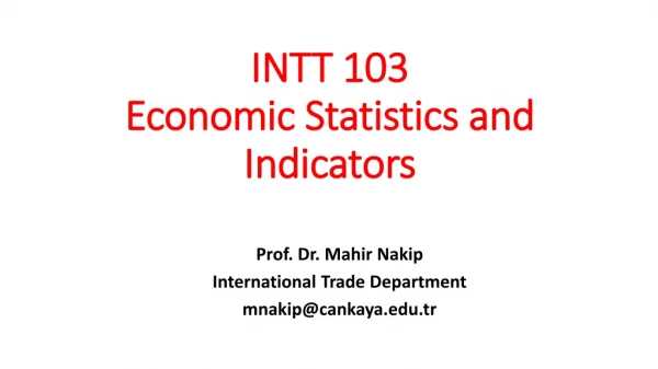 INTT 103 Economic Statistics and Indicators