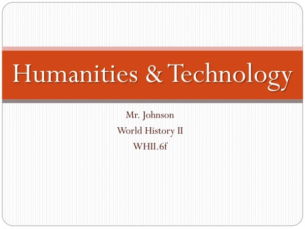 Humanities &amp; Technology