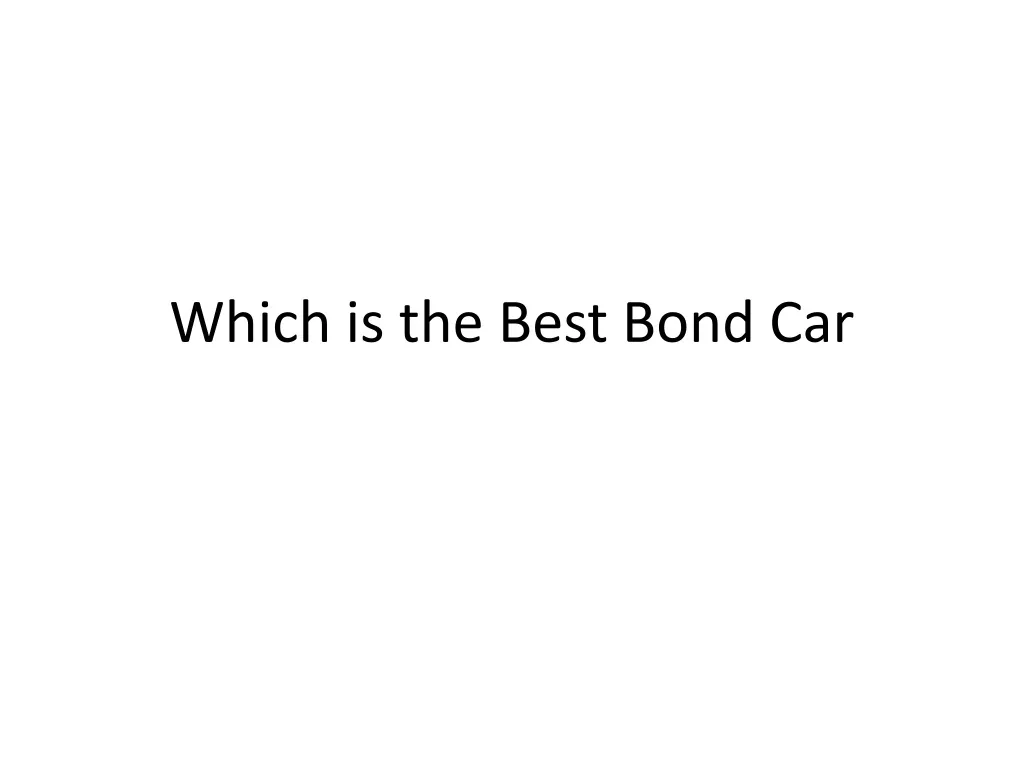 which is the best bond car