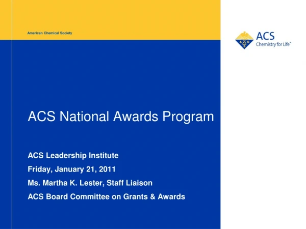 ACS National Awards Program