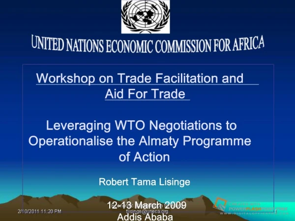 Leveraging WTO Negotiations to Operationalise the Almaty ...