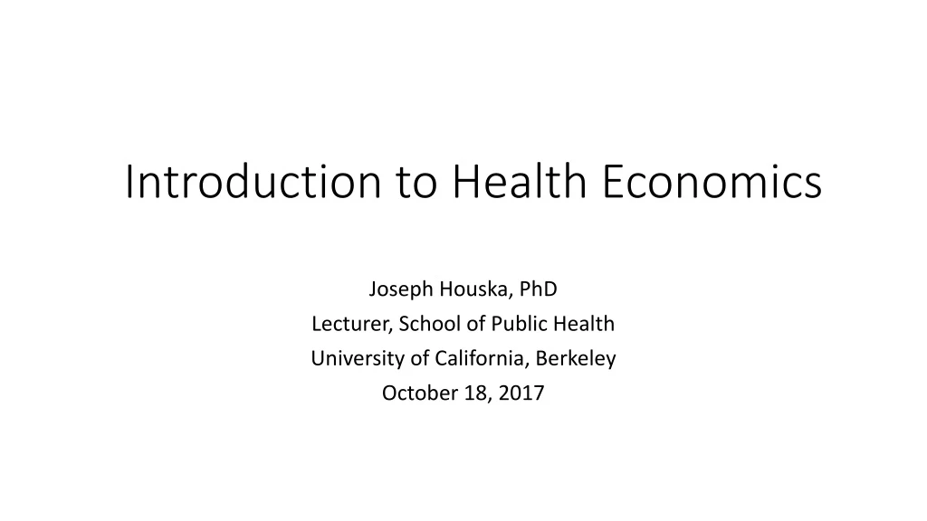 introduction to health economics