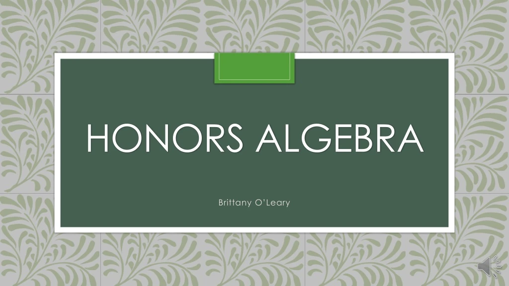 honors algebra