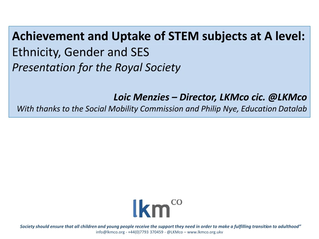 achievement and uptake of stem subjects