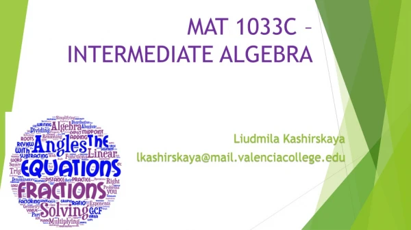 MAT 1033C – INTERMEDIATE ALGEBRA