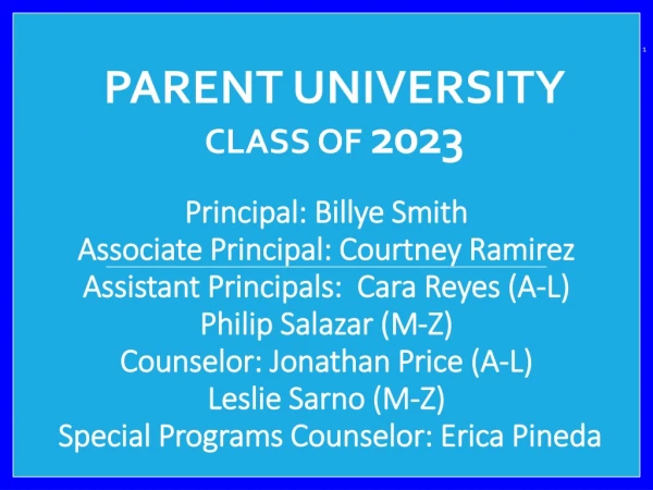 Parent University Class of 2023