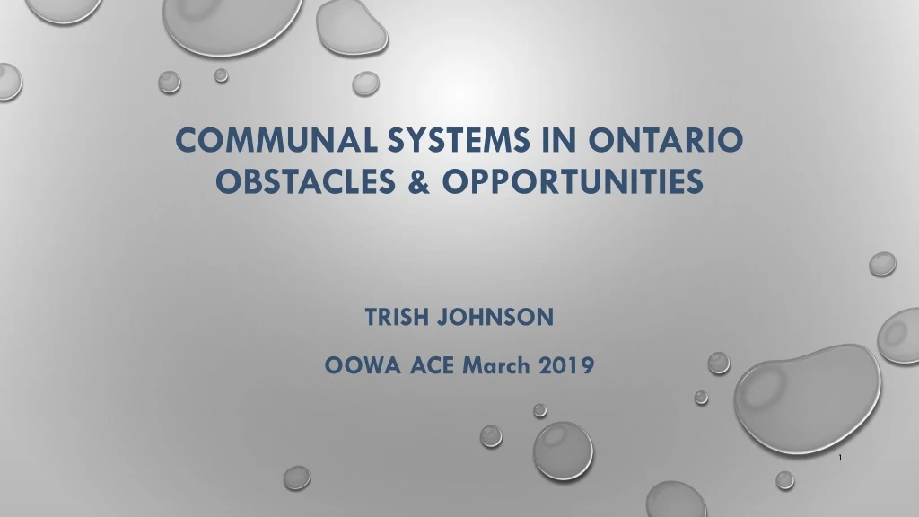 communal systems in ontario obstacles opportunities