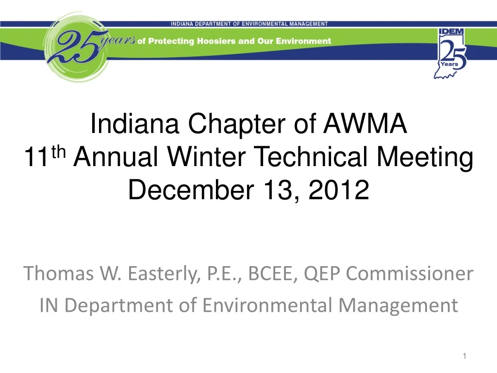 indiana chapter of awma 11 th annual winter technical meeting december 13 2012