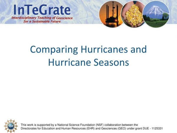 Comparing Hurricanes and Hurricane Seasons