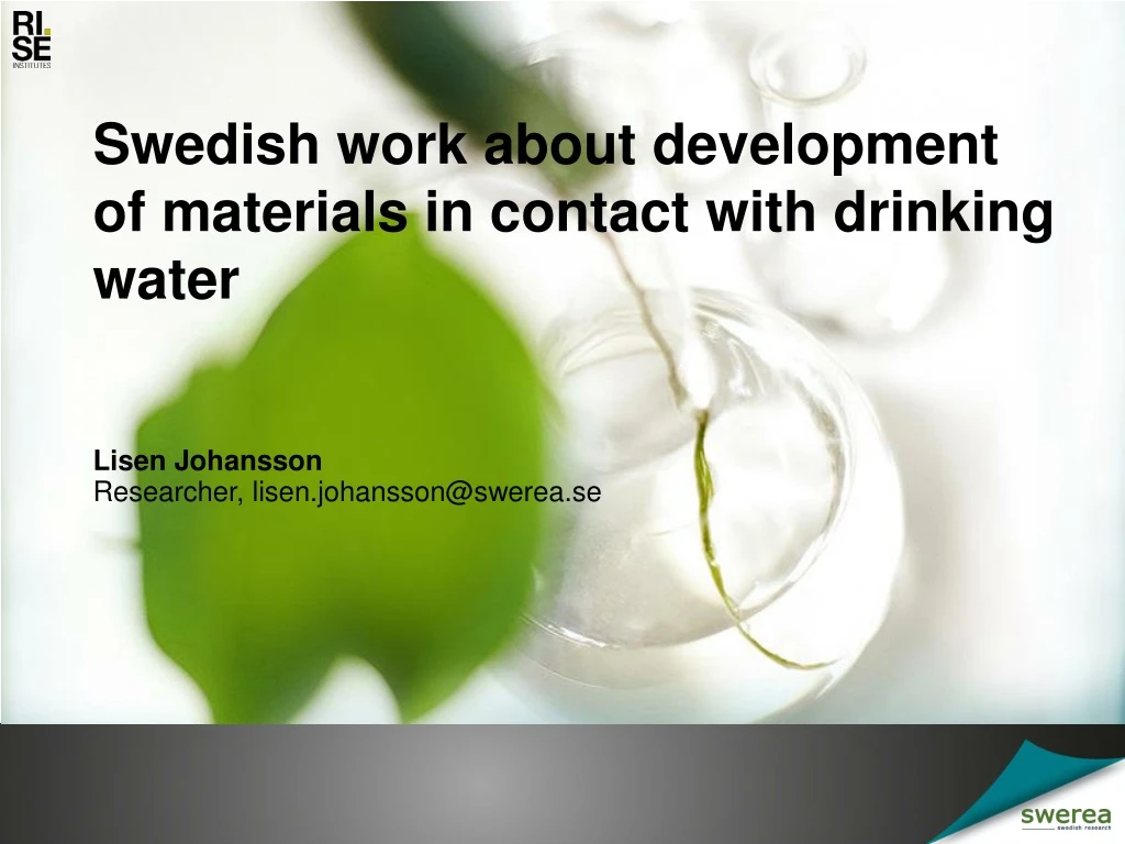 swedish work about development of materials in contact with drinking water