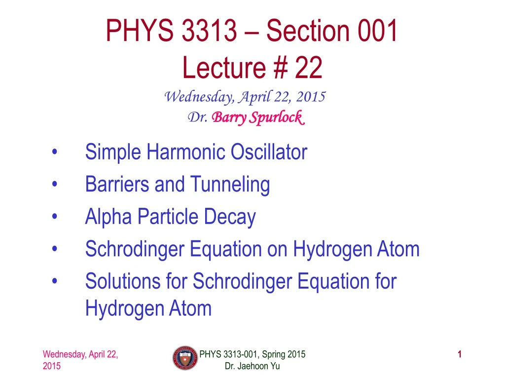 phys 3313 section 001 lecture 22