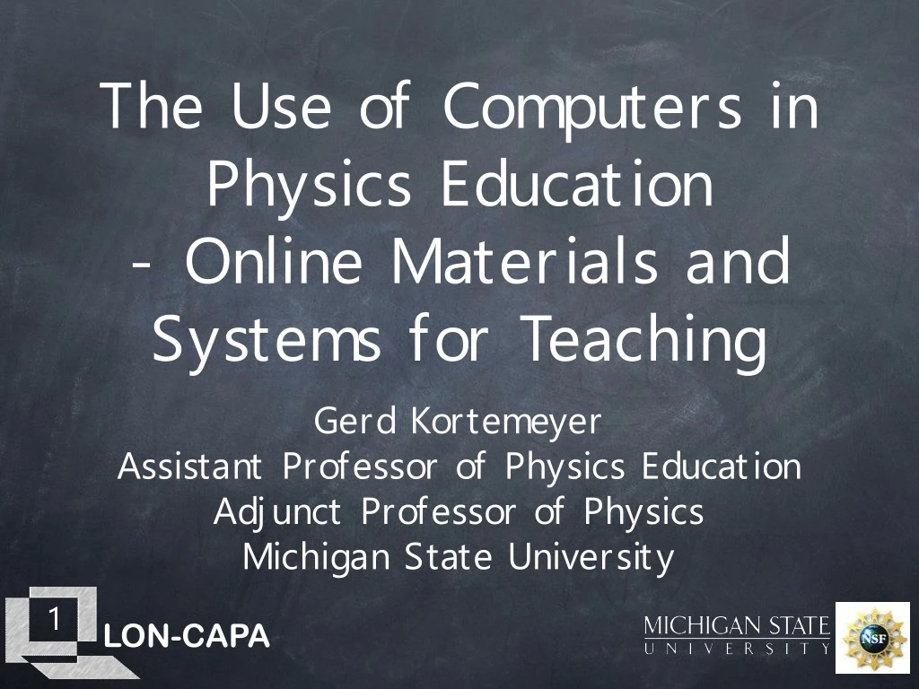 the use of computers in physics education online materials and systems for teaching