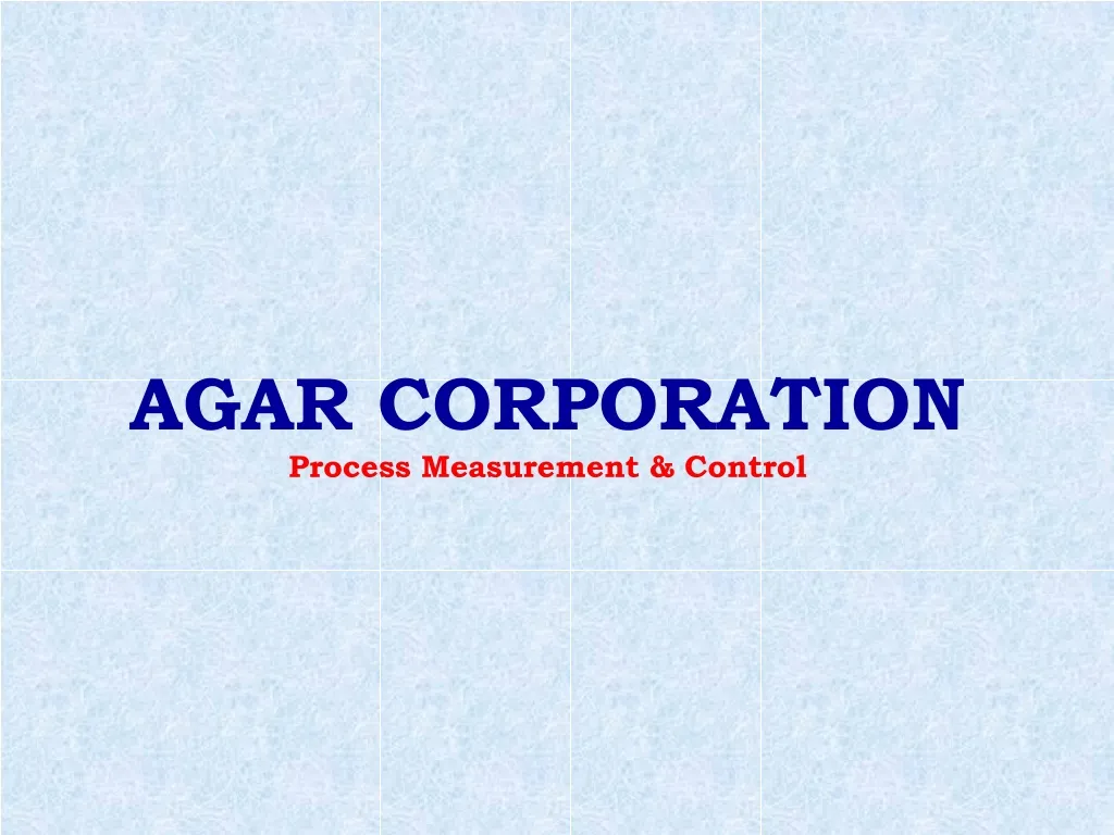 agar corporation process measurement control