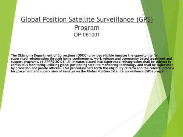 Global Position Satellite Surveillance (GPS) Program OP-061001