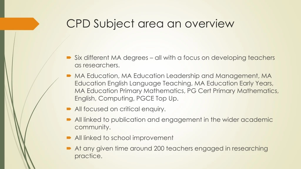 cpd subject area an overview