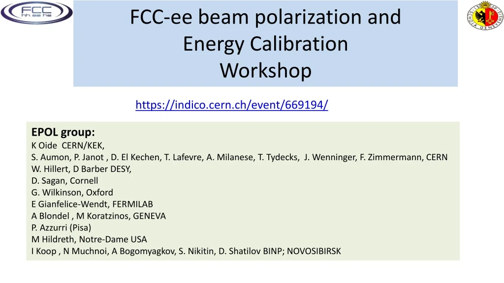 fcc ee beam polarization and energy calibration