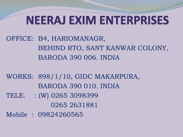 NEERAJ EXIM ENTERPRISES