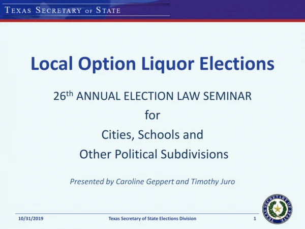 Local Option Liquor Elections