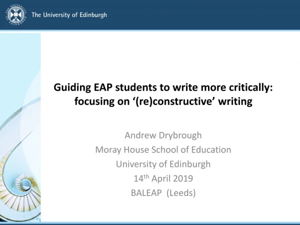 Guiding EAP students to write more critically: focusing on ‘(re)constructive’ writing