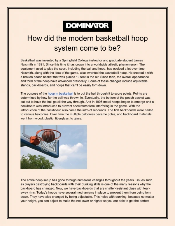 How did the modern basketball hoop system come to be?
