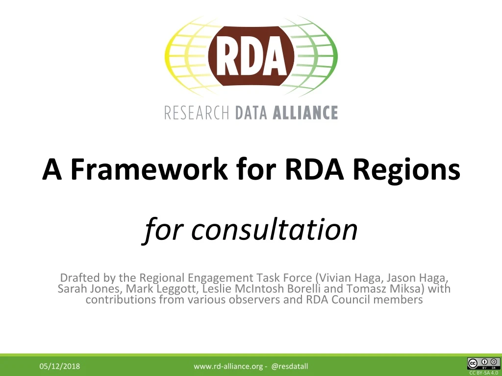 a framework for rda regions for consultation