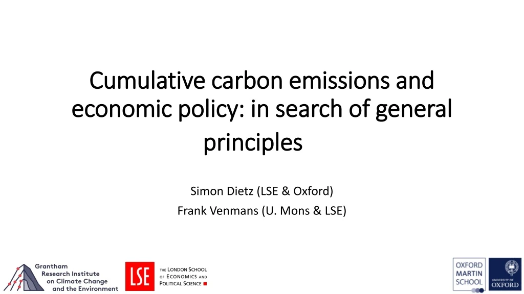 cumulative carbon emissions and economic policy in search of general principles