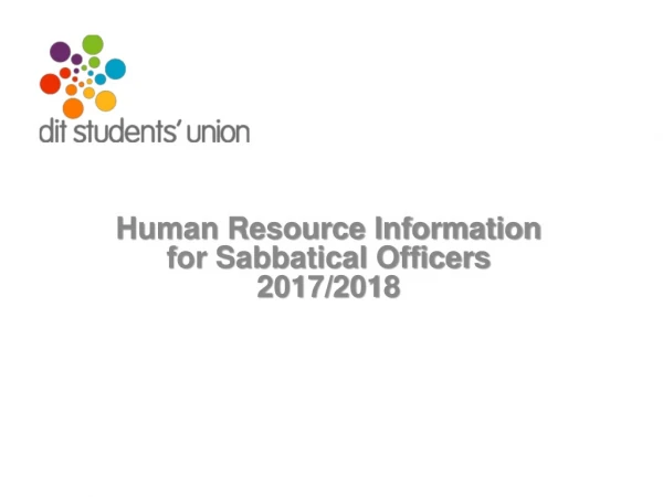Human Resource Information for Sabbatical Officers 2017/2018