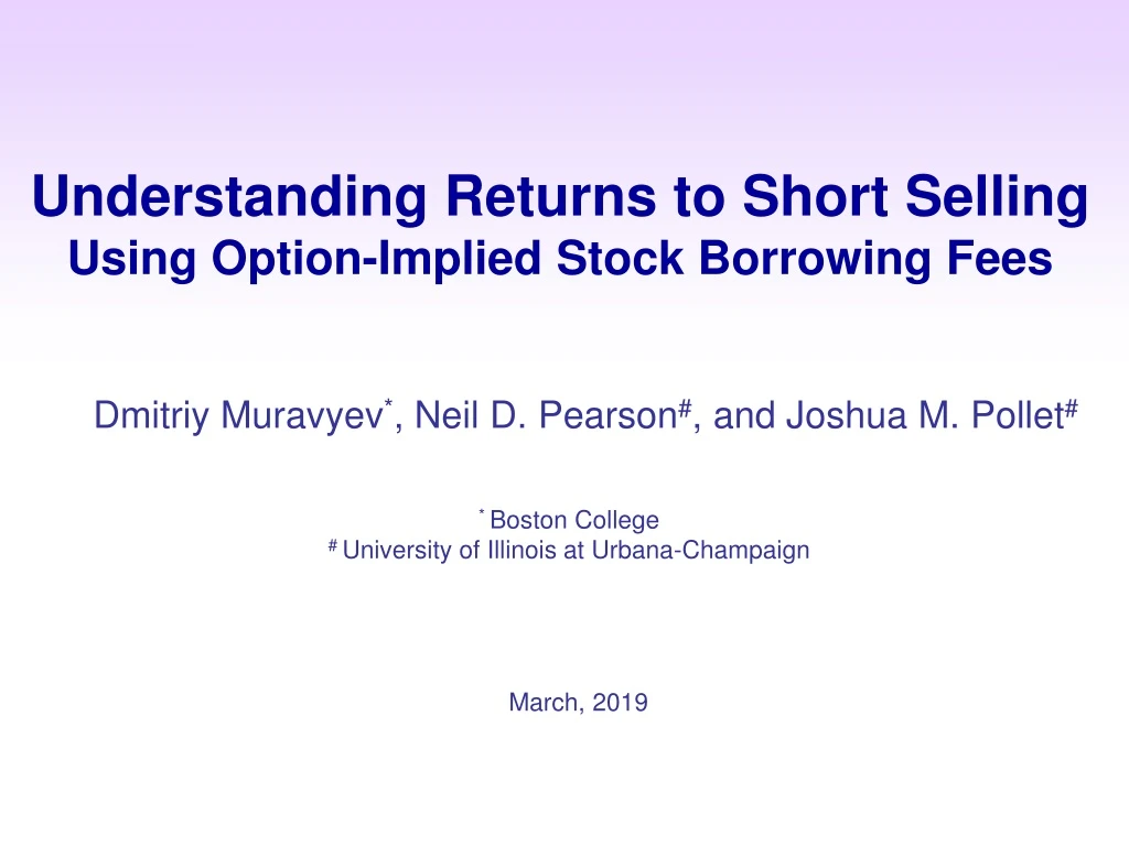 understanding returns to short selling using option implied stock borrowing fees