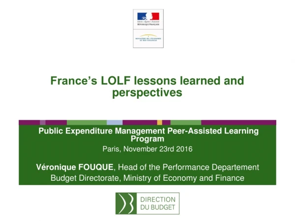 France’s LOLF lessons learned and perspectives