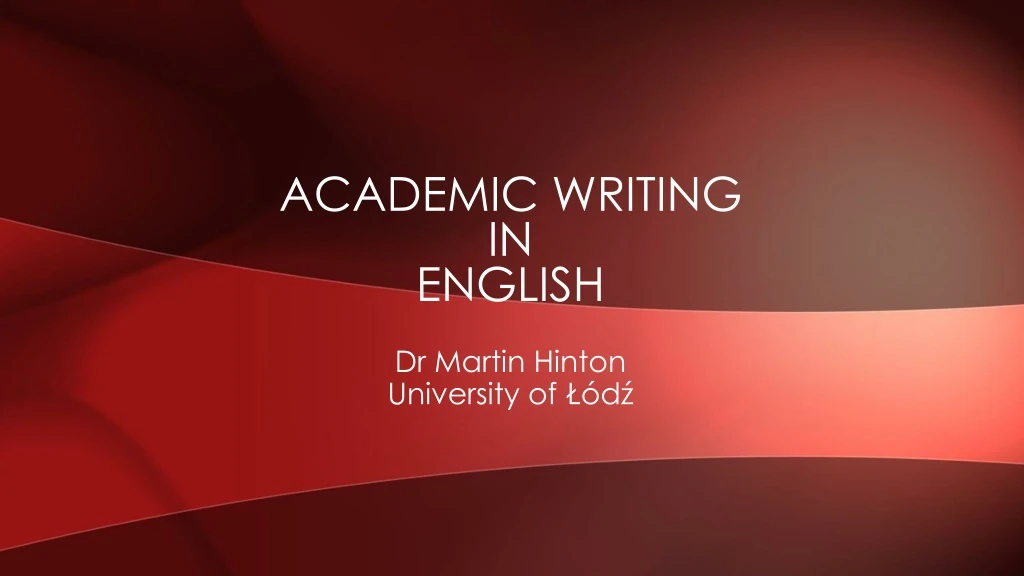 academic writing in englis h