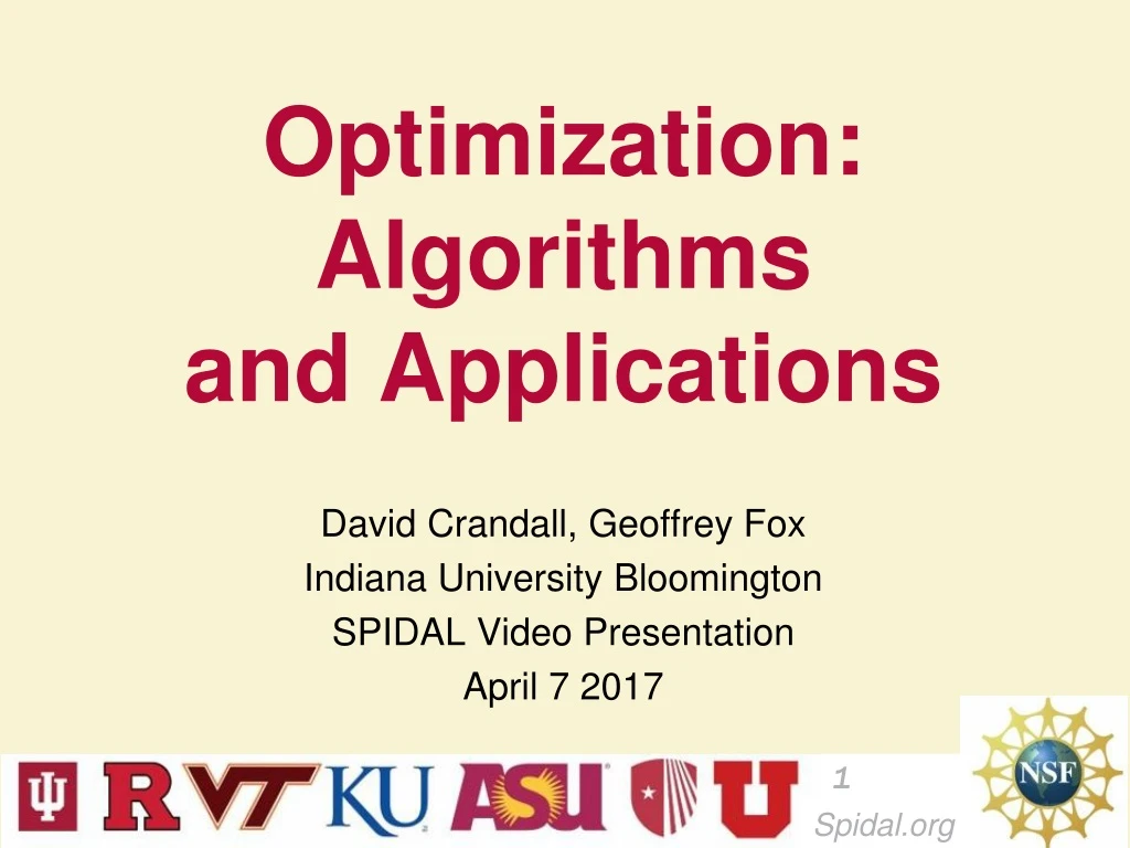 optimization algorithms and applications