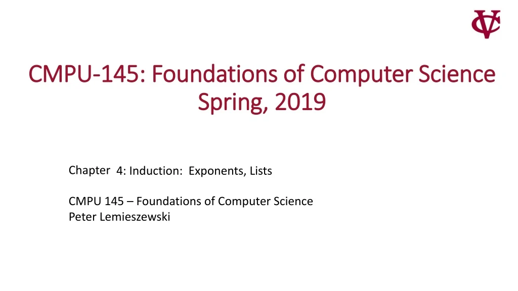 cmpu 145 foundations of computer science spring 2019