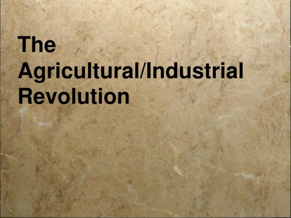 The Agricultural/Industrial Revolution