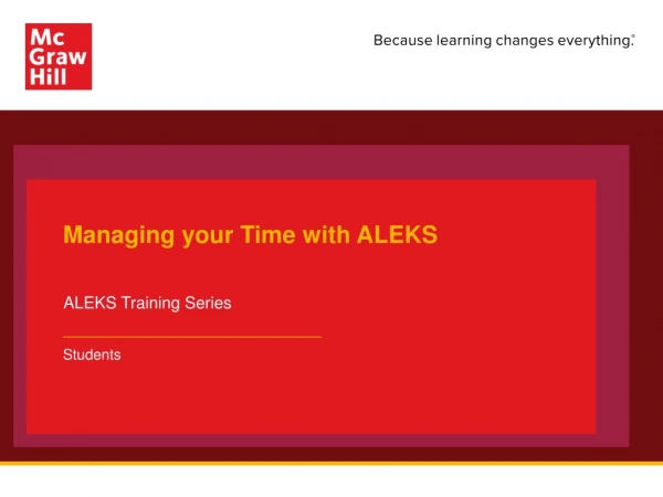 Managing your Time with ALEKS