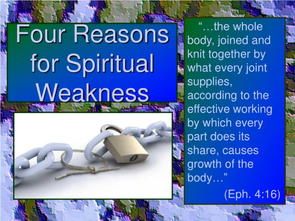 Four Reasons for Spiritual Weakness